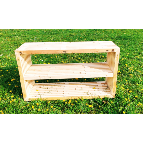 Blomsterbord med en hylde, bund og hjul